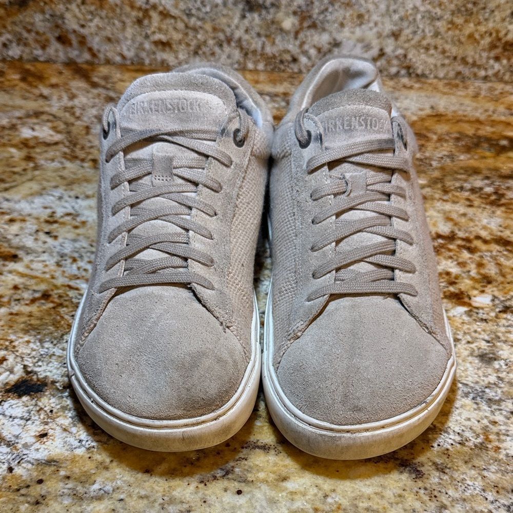 Birkenstock Suede Lace-Up Sneakers in Light Taupe